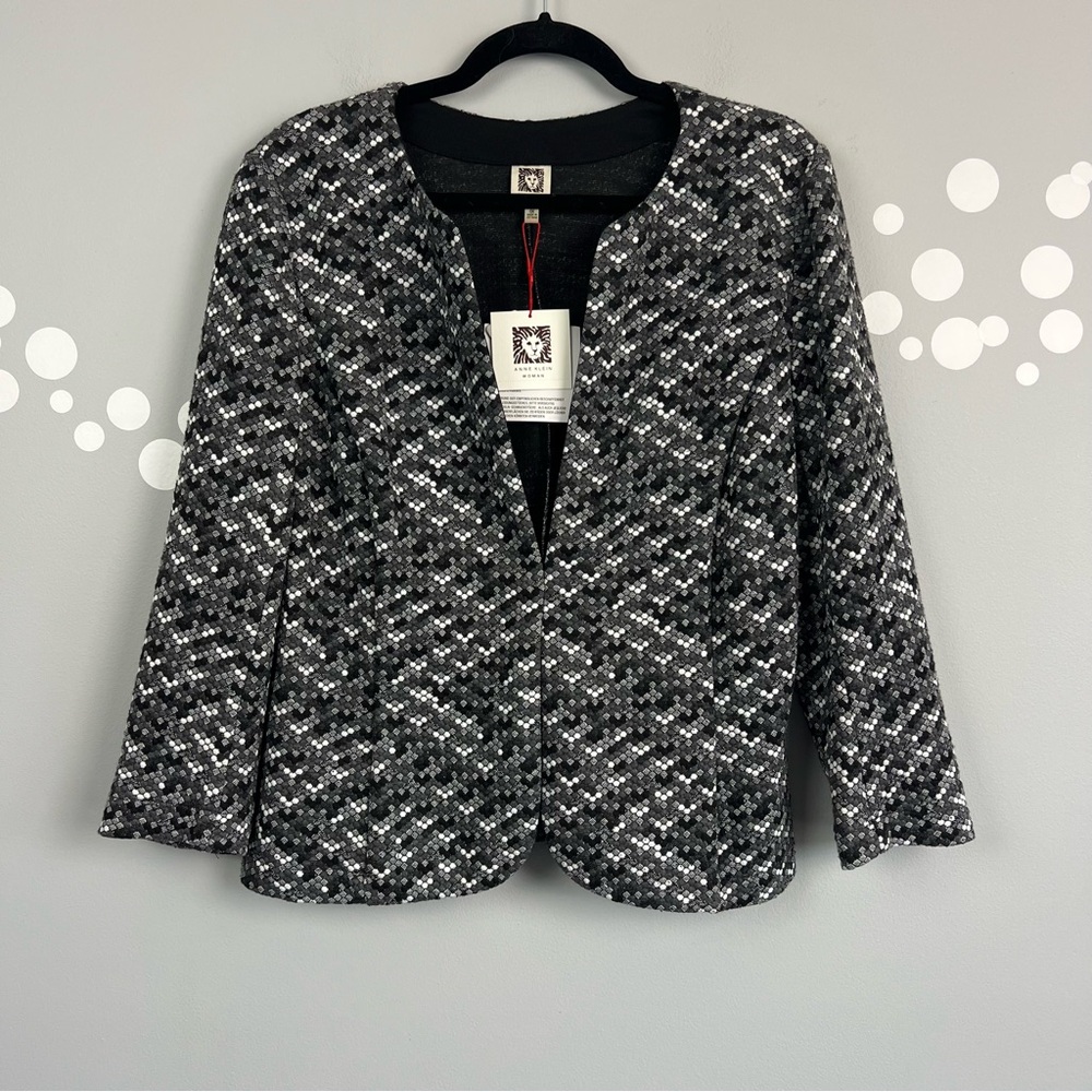 NWT Anne Klein Textured Kiss Front Blazer Jacket Size 0X
